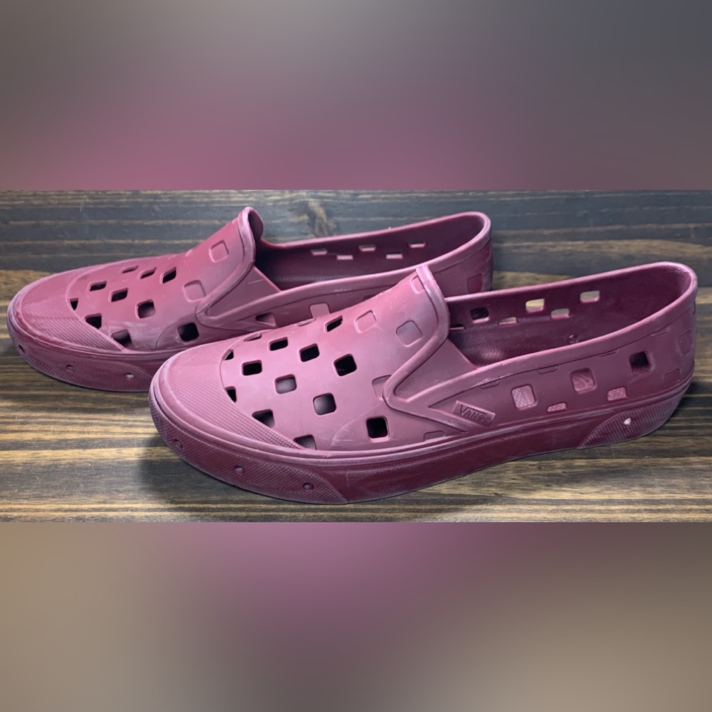 Vans Real Pewter Mens Size 10 Shoes Burgundy Slip On Athletic Sneakers